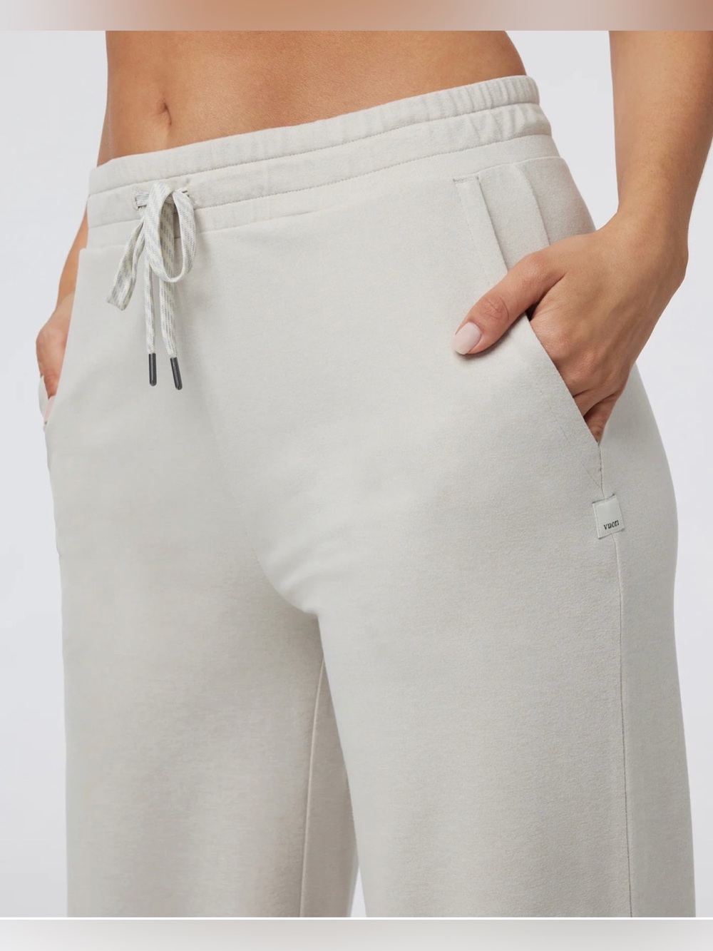 Vuori Halo Essential Wide Leg Pants in Ecru Heather in Small LONG - Picture 2 of 8